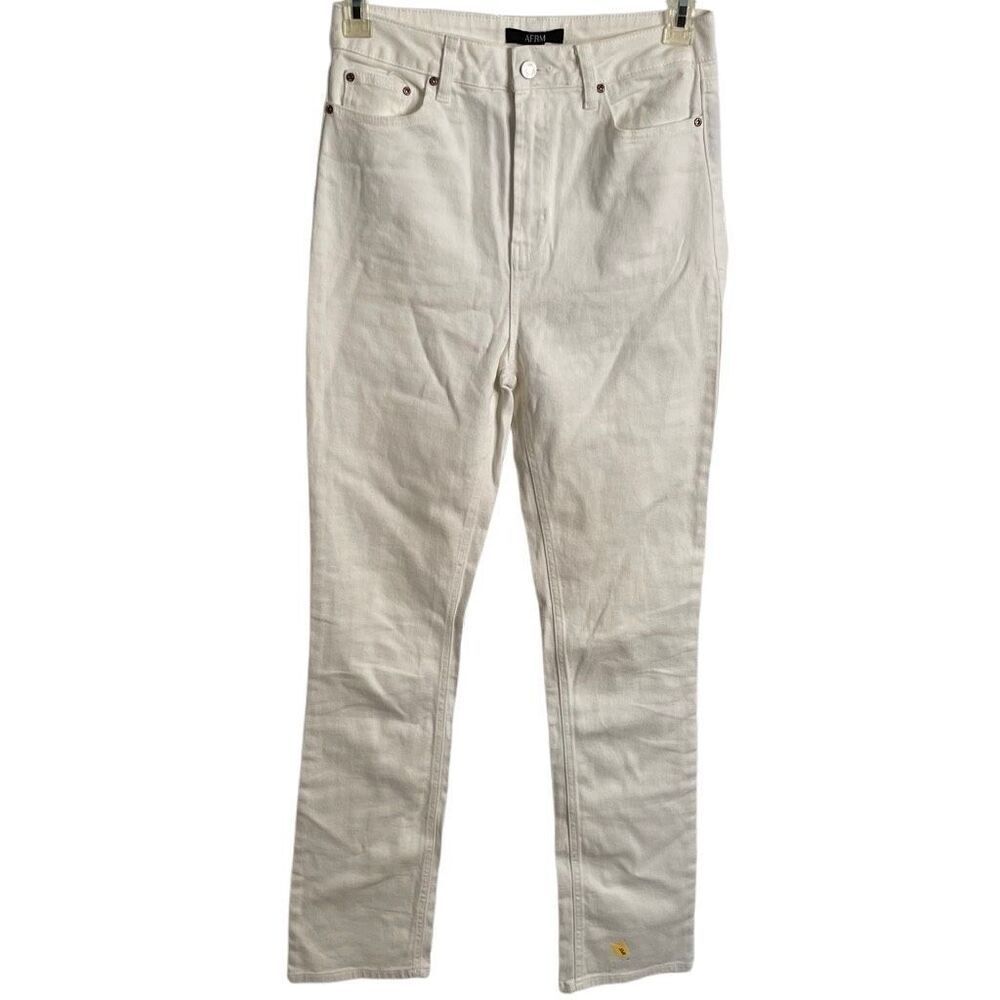 AFRM Womens Heston Jean 26 Bright White High Rise High Waisted Straight Leg